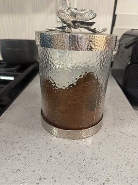 Michael Aram Hammered Silver Floral Lid Canister